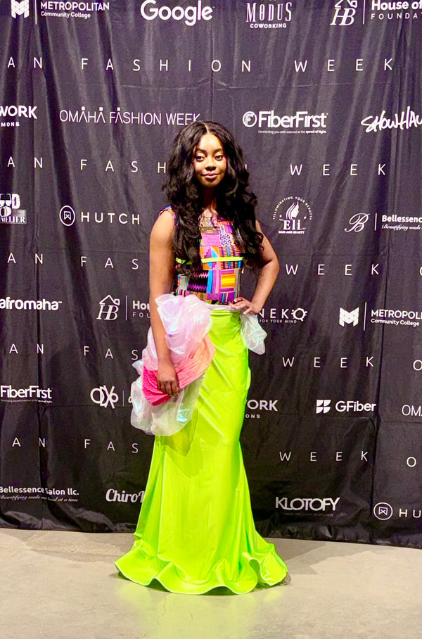 Lime Time Siren Gown with African Stretch Fabric