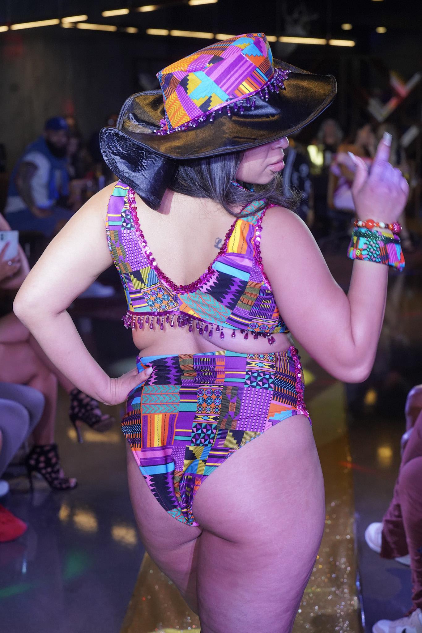 Pink Kente 2 Piece Spandex Swimsuit