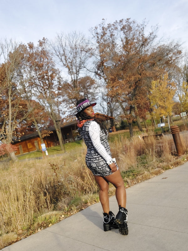 Hooded Expressions - long sleeved short skirt