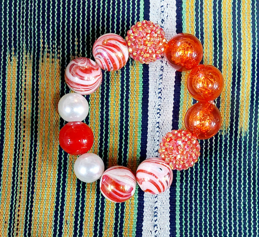 Red Candy Stripe Bubble Bracelet