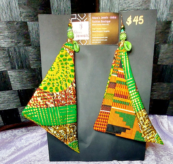 Gold & Green Aspirations Pyramid Earring