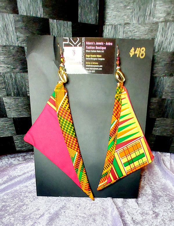 Kinte Magenta Love Pyramid Earring