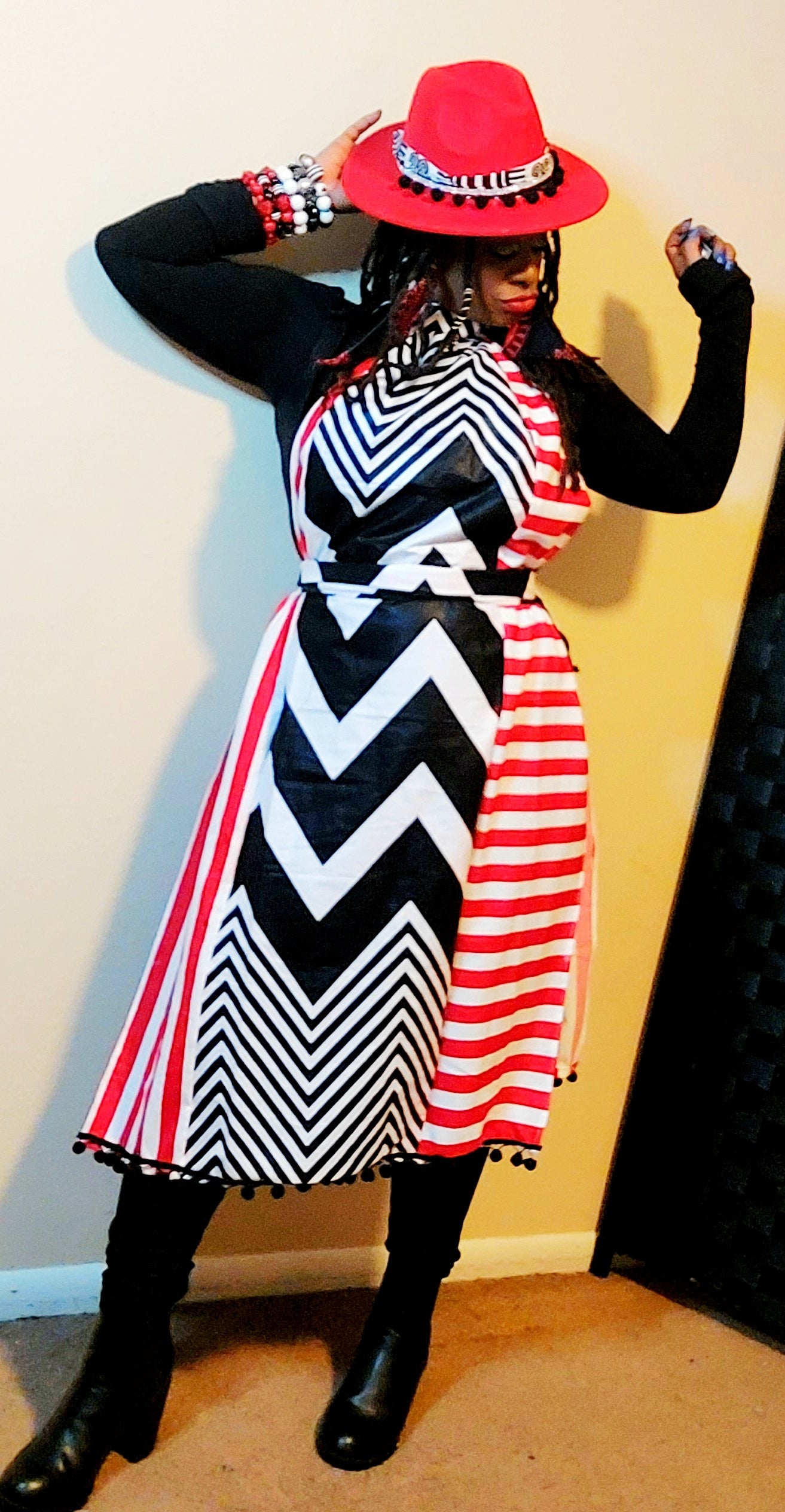 Foundational Tracks - Elegant Apron Dress - Black Starline Collection